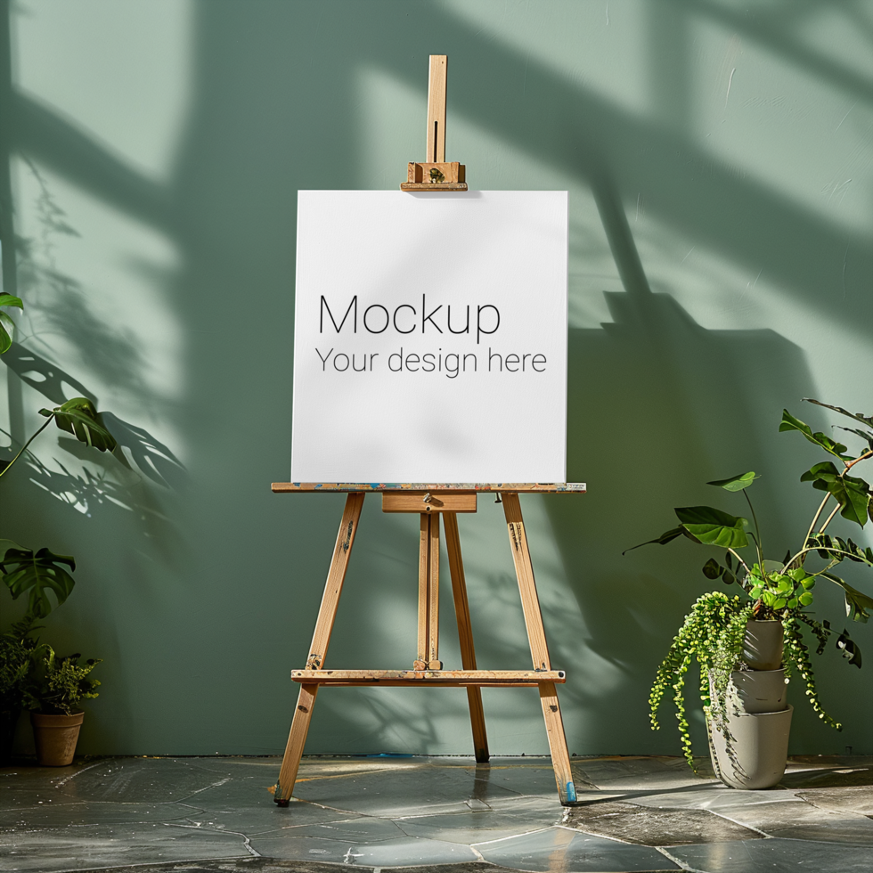 Mockup of a blank canvas on an easel psd