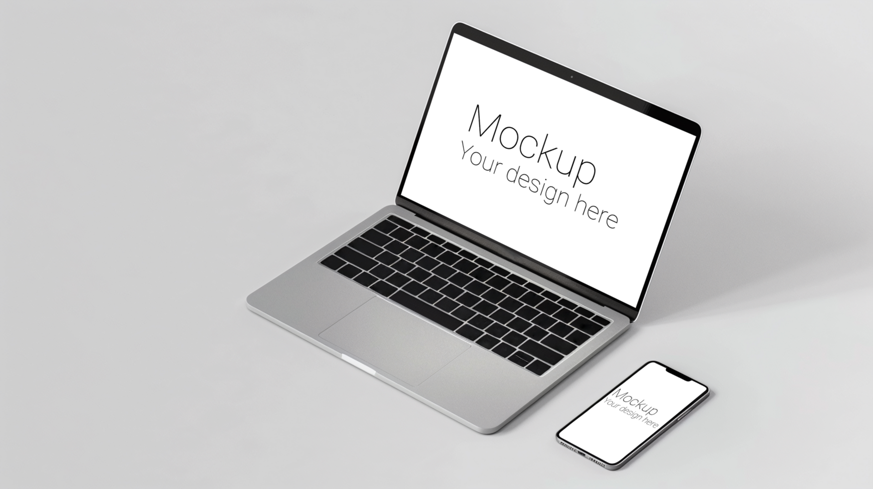 Laptop and smartphone mockup on white background psd