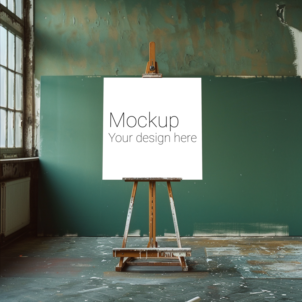 Mockup of a blank canvas in an empty room psd