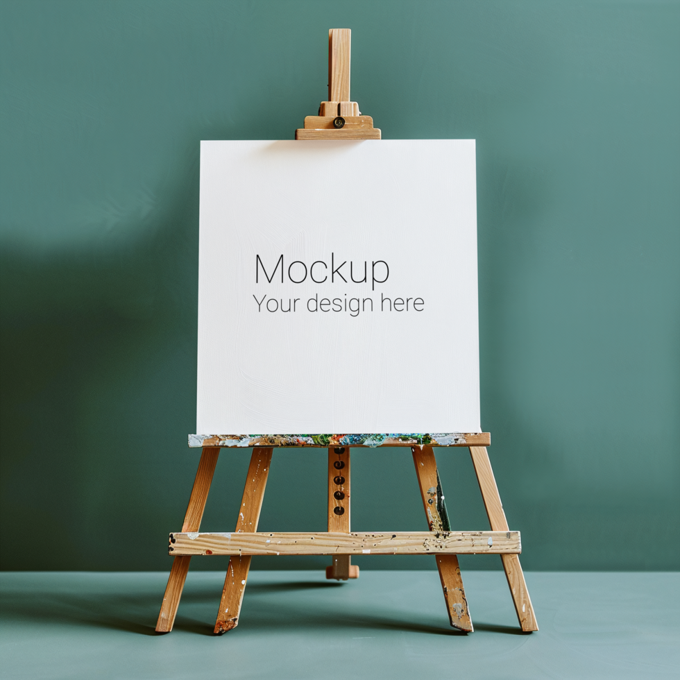 Mockup of a canvas on a wooden easel psd