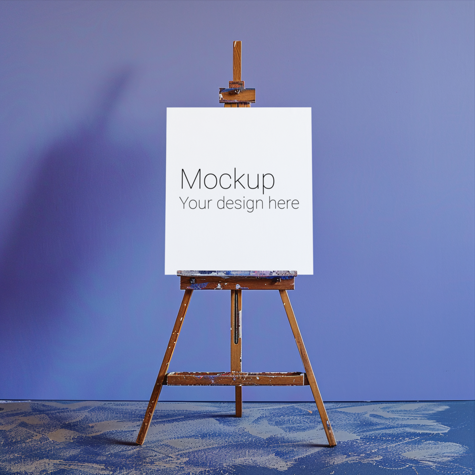 Mockup of a canvas easel with a blank canvas on it psd