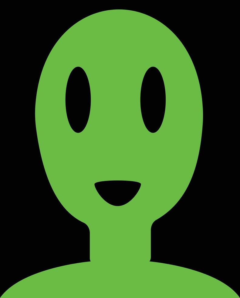 A green alien, an alien smiling with black background, alien character illustration, suitable for social media and NFT and profile pictures, also good for print material and T shirts and posters vector
