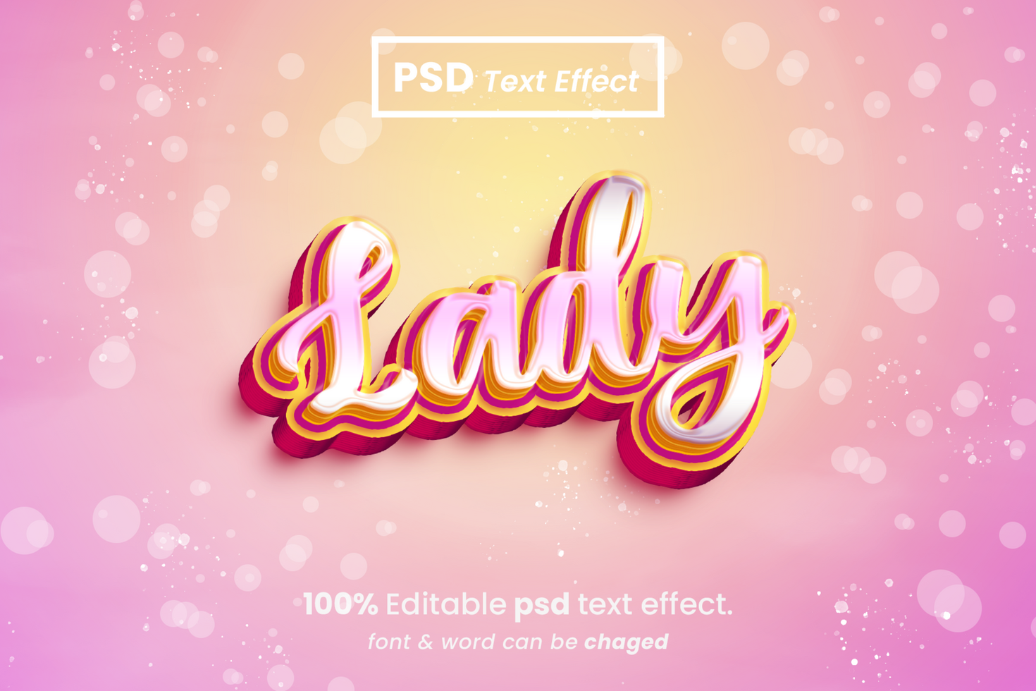 Lady 3D Editable Text Effect psd
