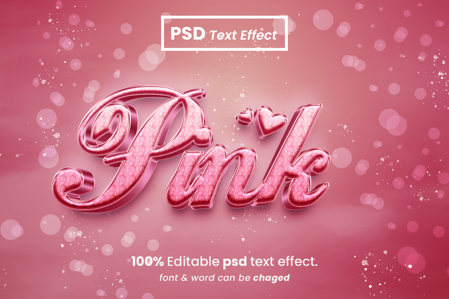 Pink 3D Editable Text Effect psd
