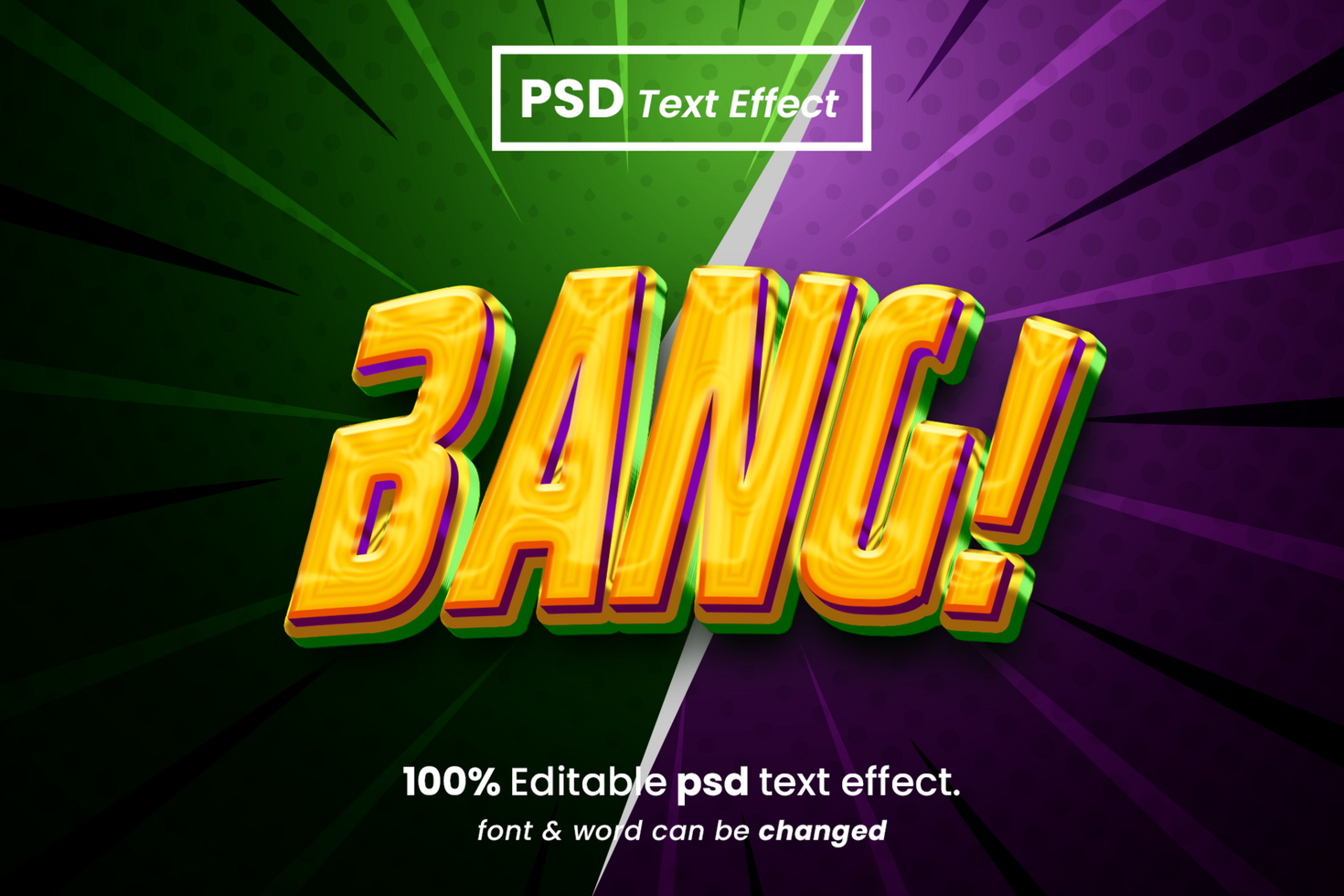 Funny Bang 3D Editable Text Effect psd