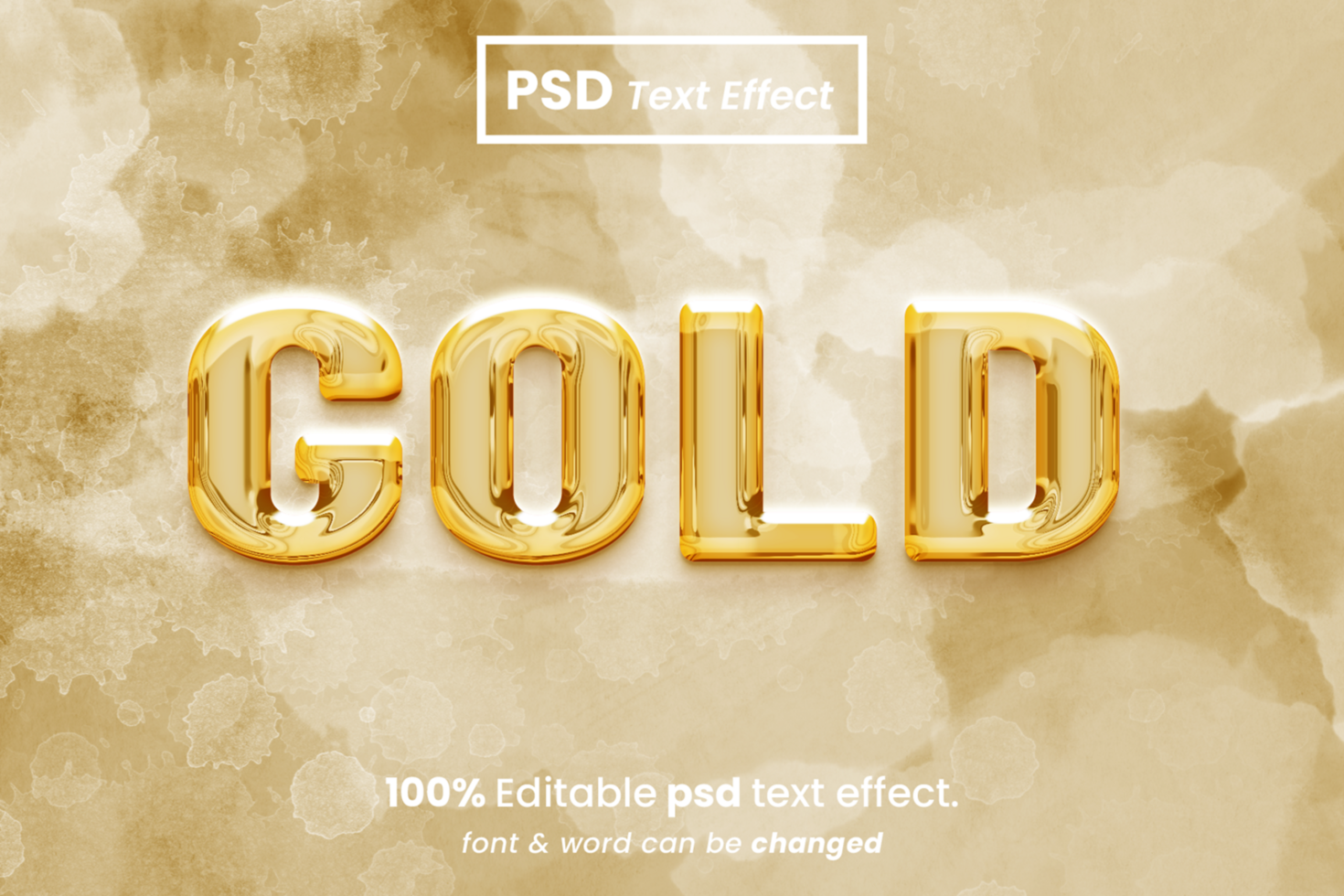 Gold Liquid 3D Editable Text Effect psd