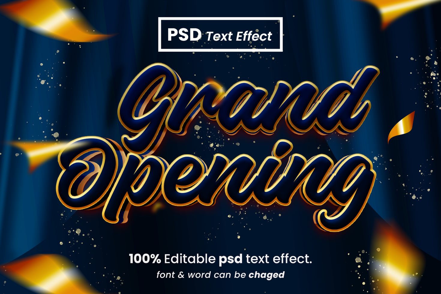 Grand Opening 3D Editable Text Effect psd