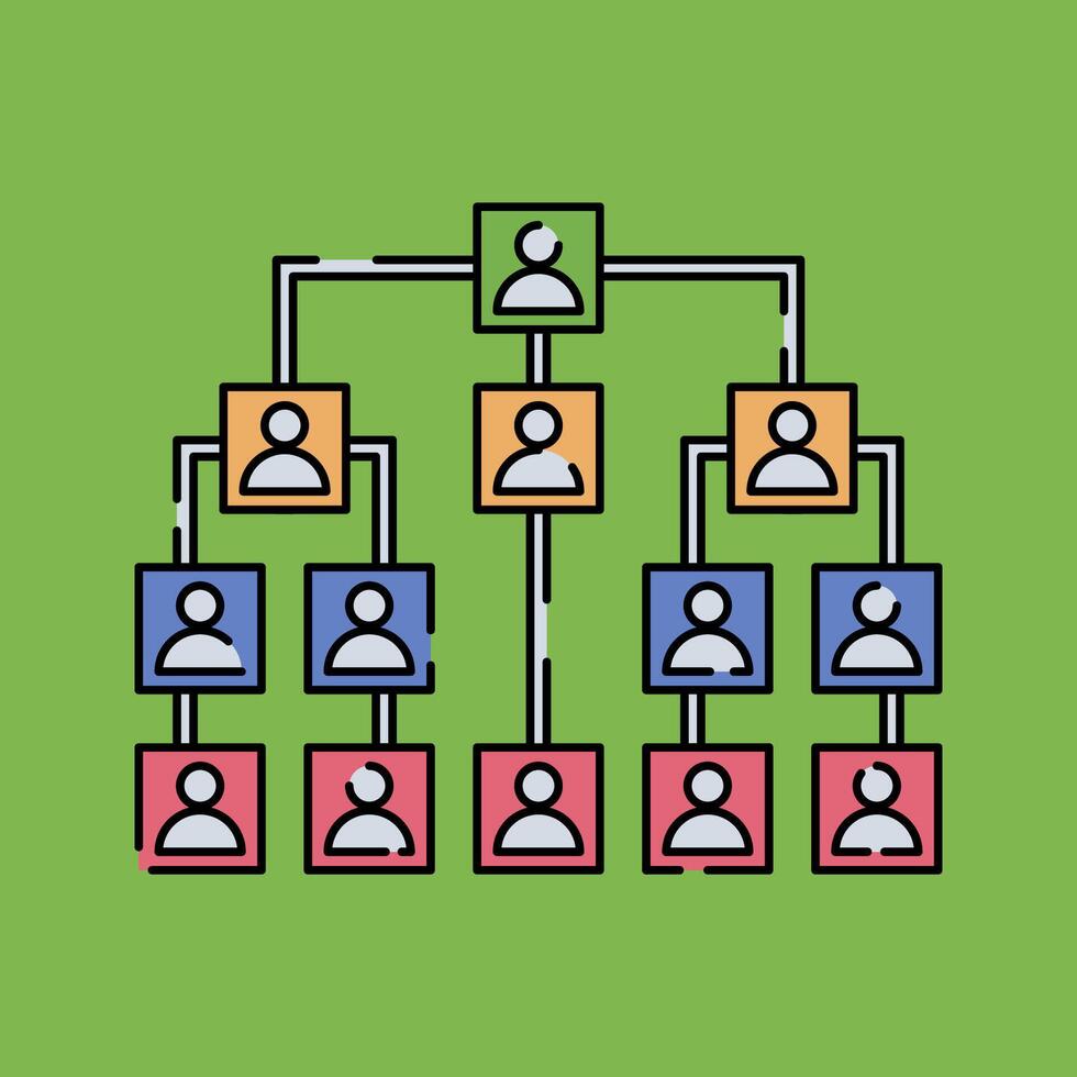 Organizational Chart Illustration Isolated on Green Background vector