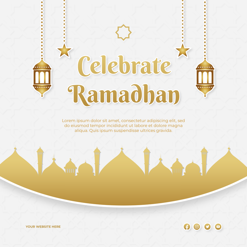Celebrate Ramadhan Minimalist Design Greeting Post Card Template psd