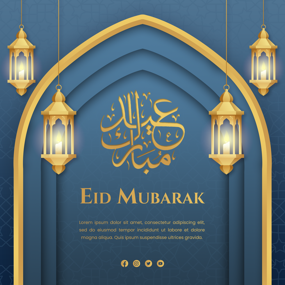 Eid Mubarak Luxury Elegant Theme Minimalist Design Greeting Post Template psd