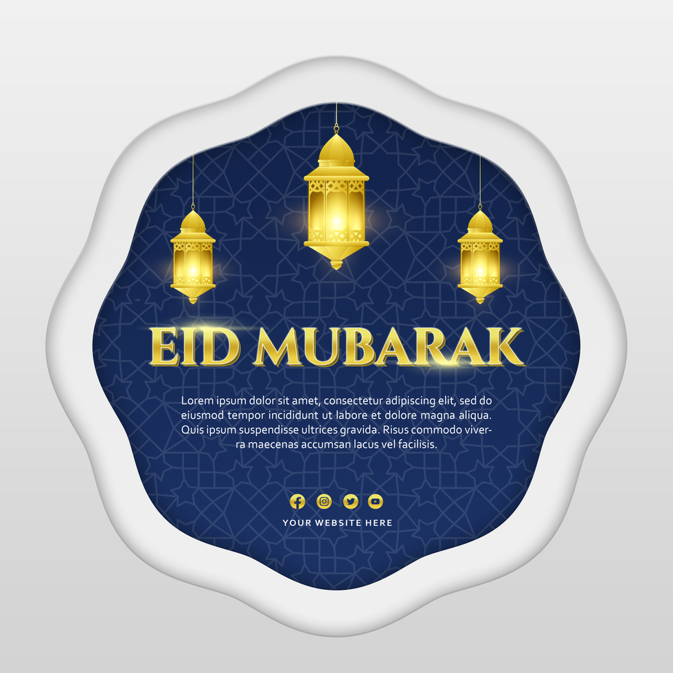 Eid Mubarak Minimalist Greeting Post Card Template Design psd