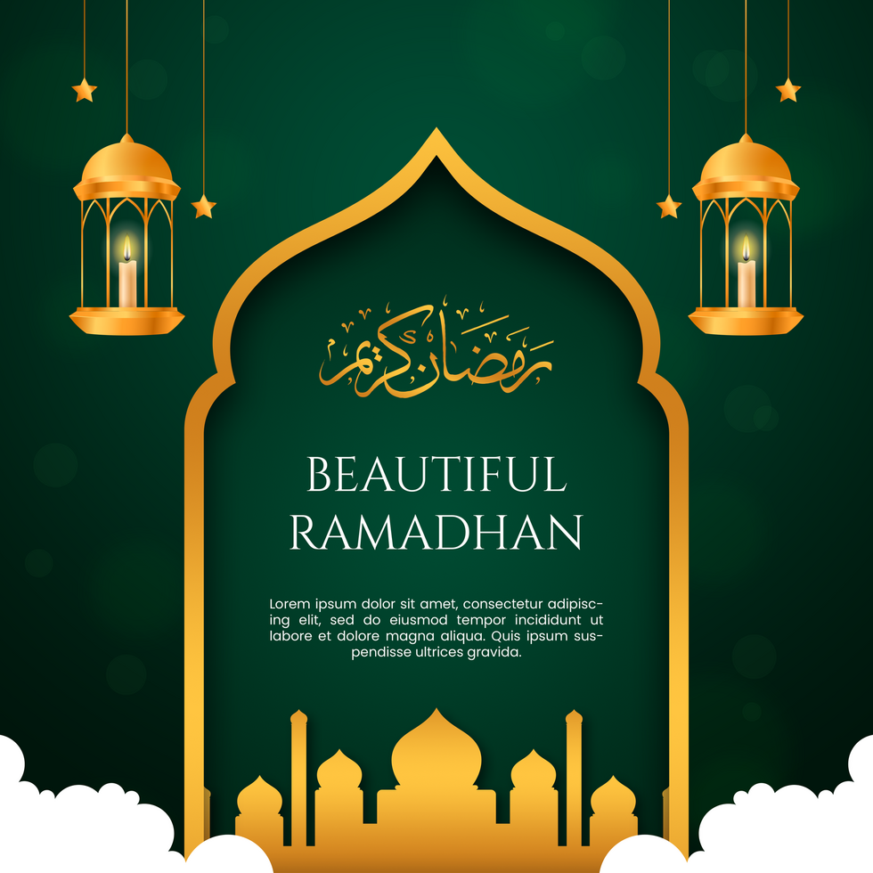 Beautiful ramadan greeting post template minimalist design psd