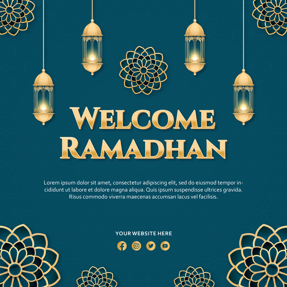 Welcome Ramadan Elegant Minimalist Design Greeting Post Card psd