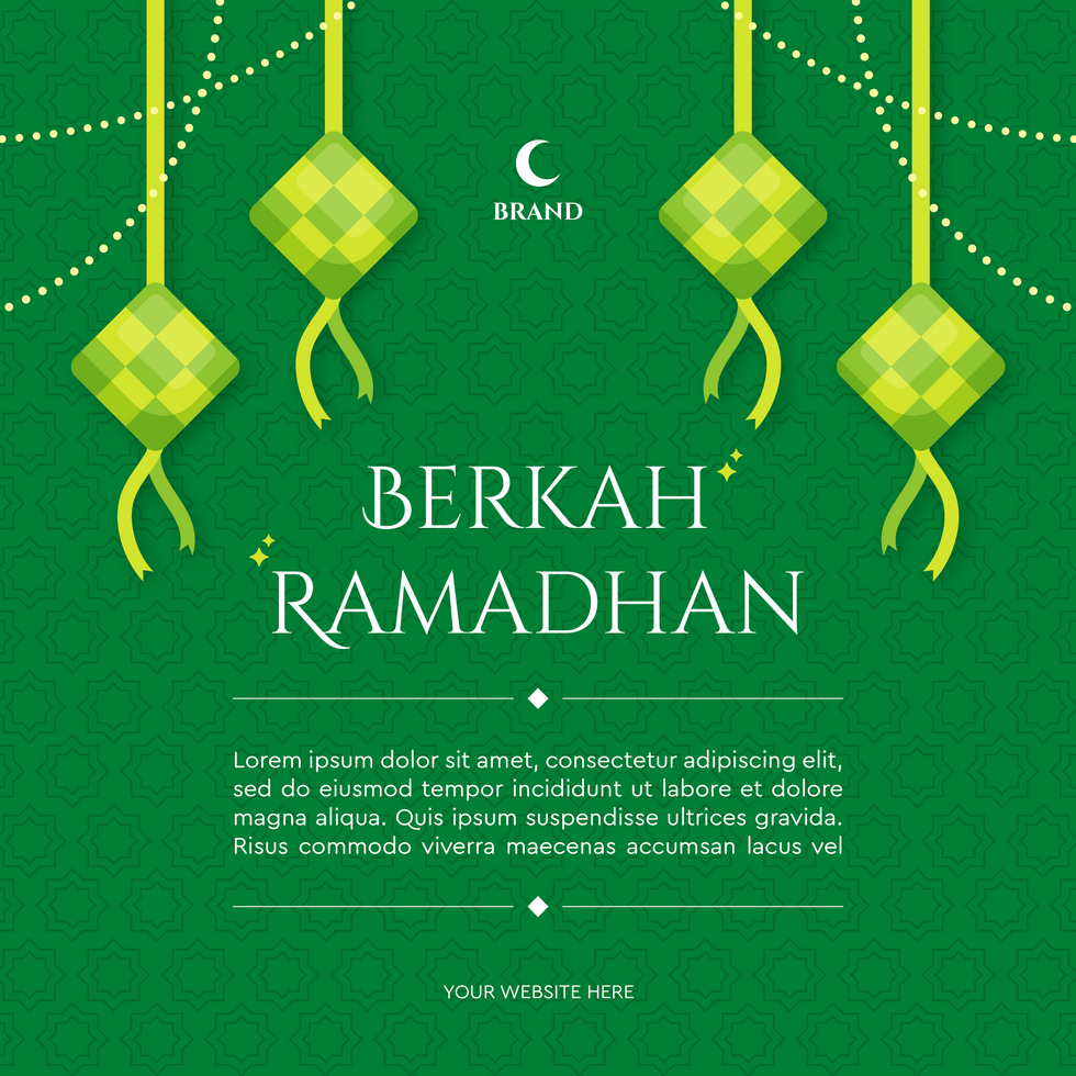 Marhaban Ya Ramadan Greeting Postcard Minimalist Green Theme Template Design psd