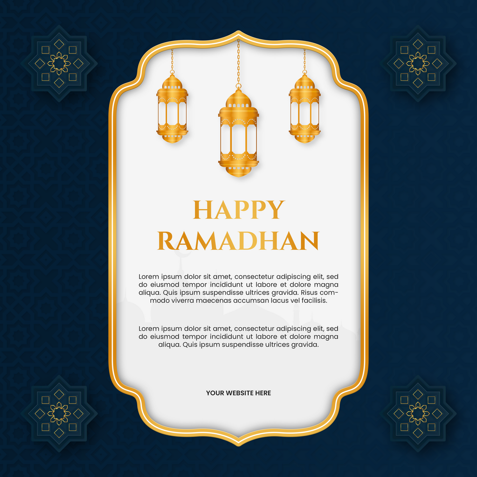 Happy Ramadhan Greeting Post Elegant Design Minimalist Template psd