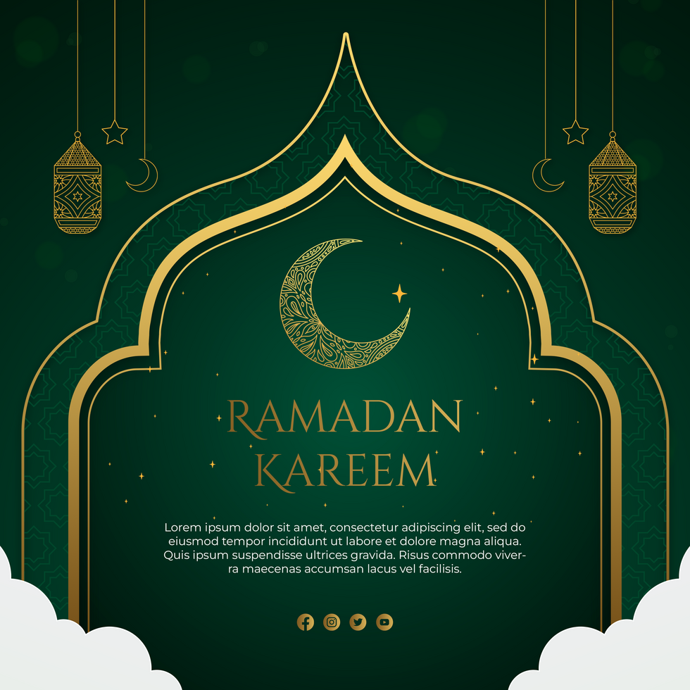 Ramadan Kareem Elegant Design Minimalist Greeting Postcard Template psd