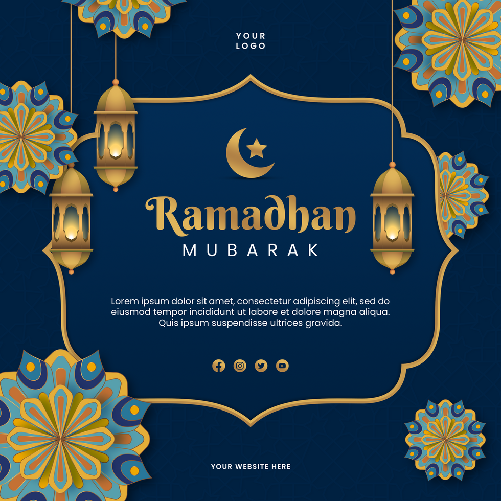 Ramadan Mubarak Elegant Minimalist Design Greeting Postcard Template psd