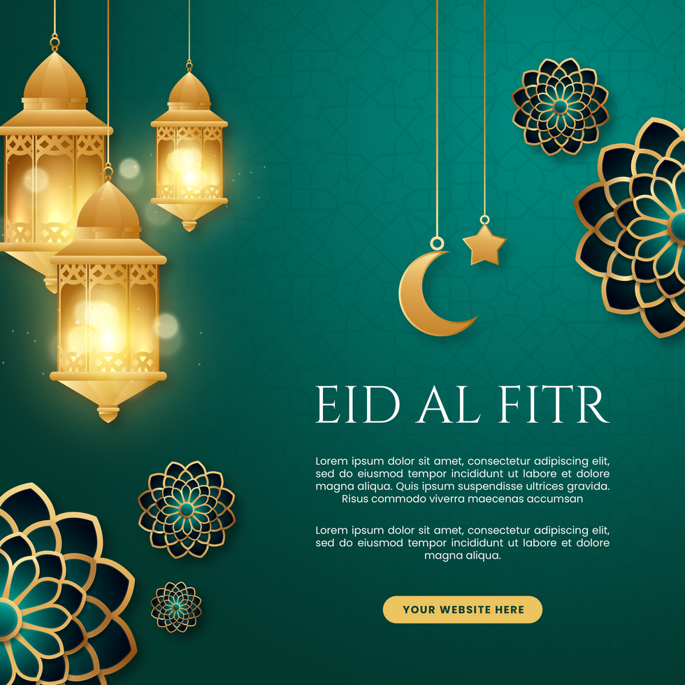 Eid Al Fitr Greeting Post Design Template psd