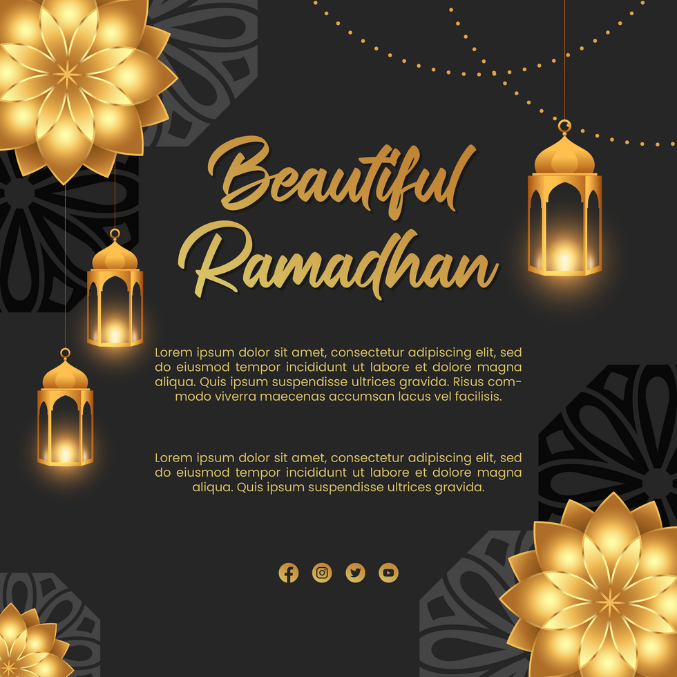 Beautiful Ramadan Luxury Dark Theme Minimalist Design Greeting Post Template psd