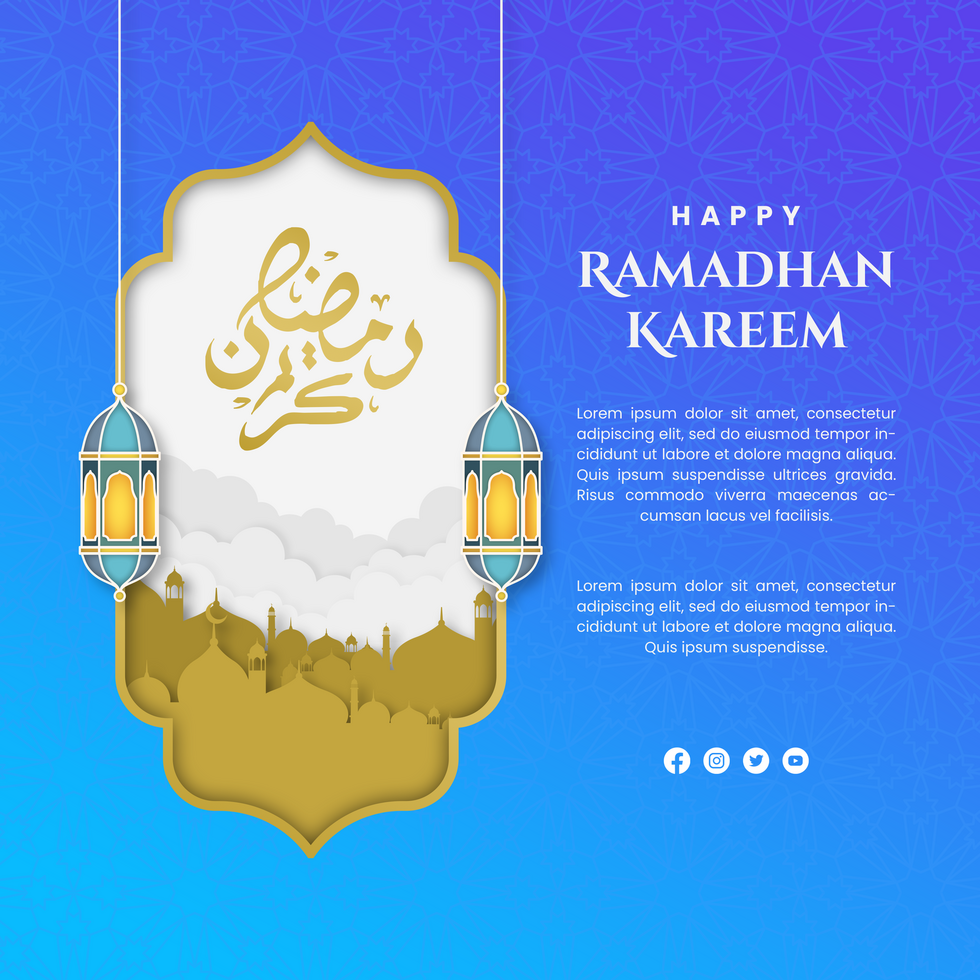 Happy Ramadan Kareem Minimalist Design Greeting Postcard Template psd