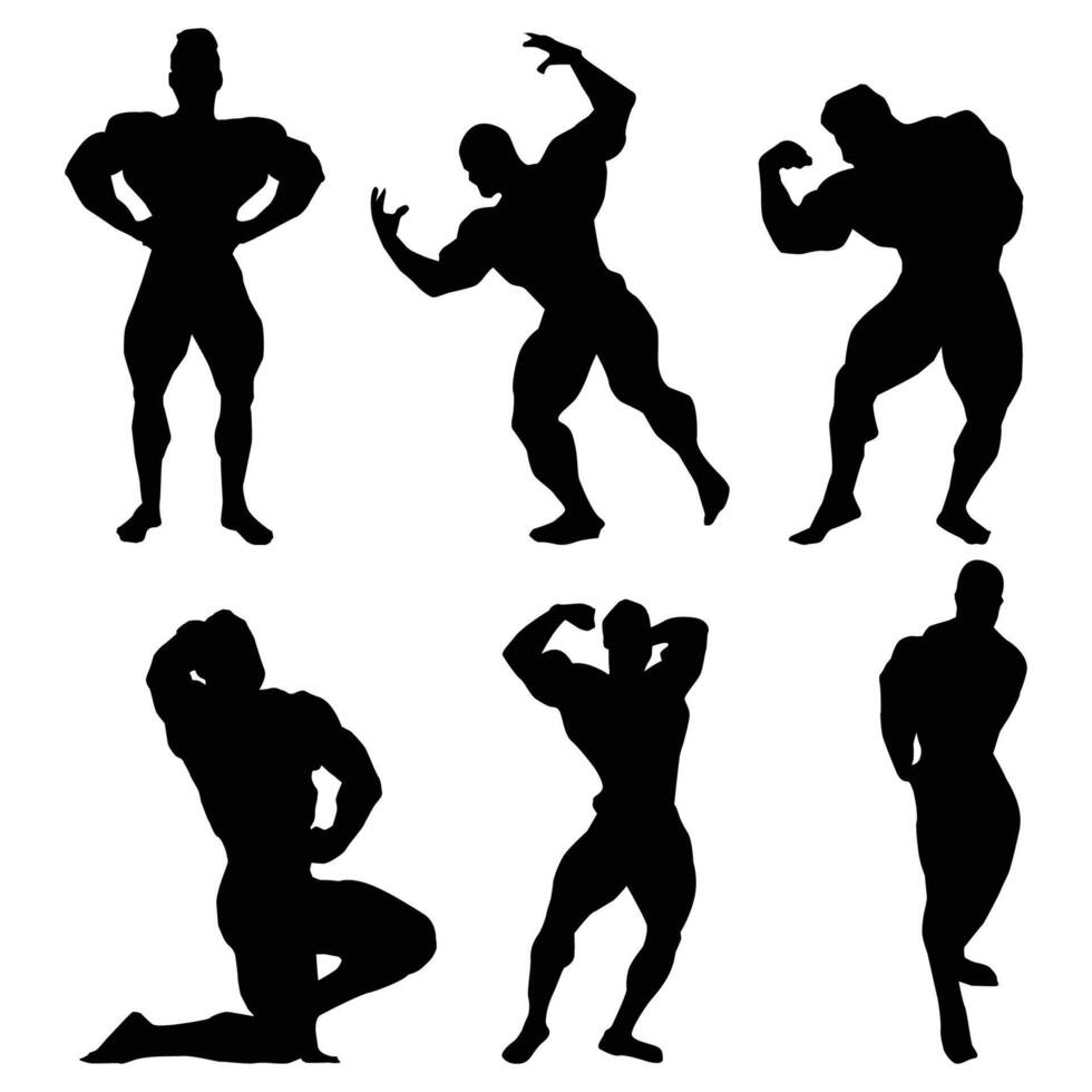 bodybuilder silhouette black background Vol 4 vector