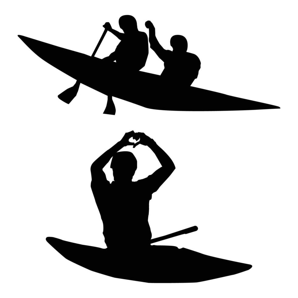 Canoe Slalom Silhouette Black Background Shape Vol 4 vector