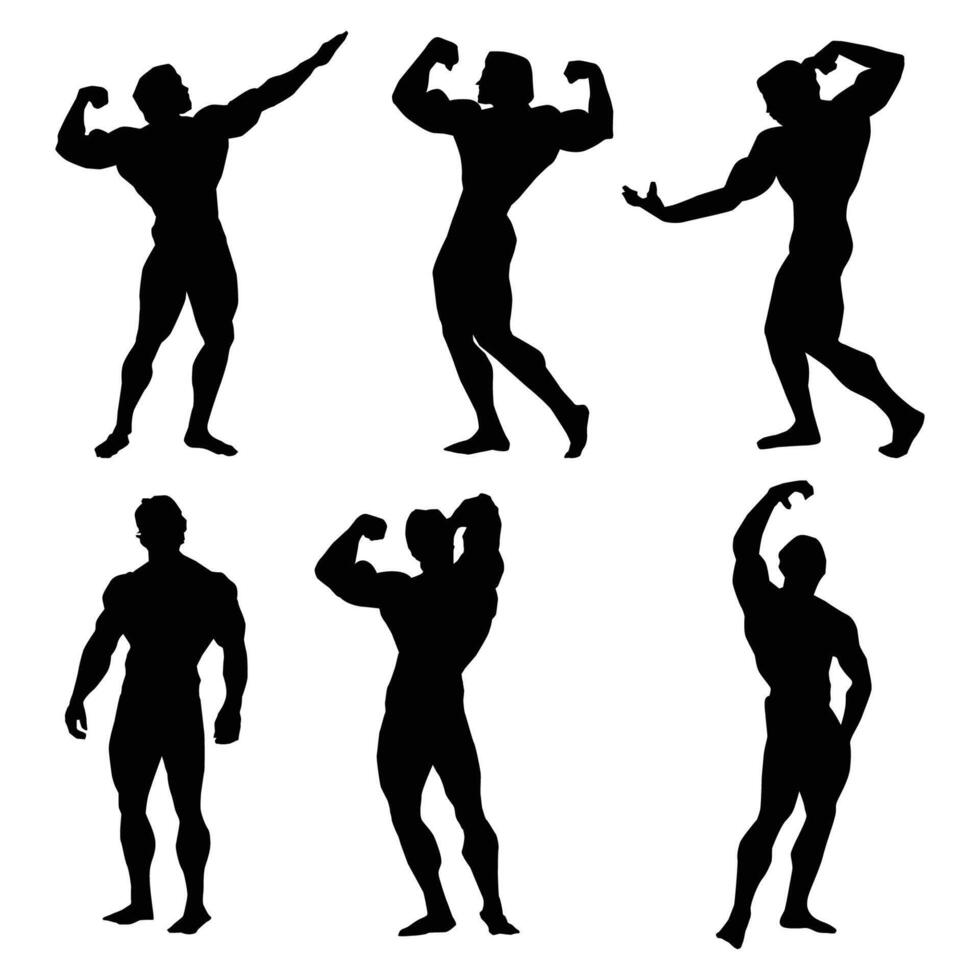 bodybuilder silhouette black background Vol 1 vector