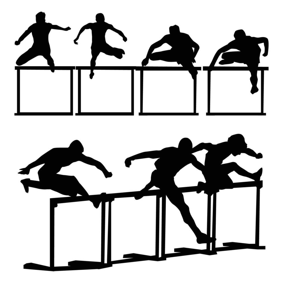 hurdles race sports Silhouettes Drawing Vol 5 vector