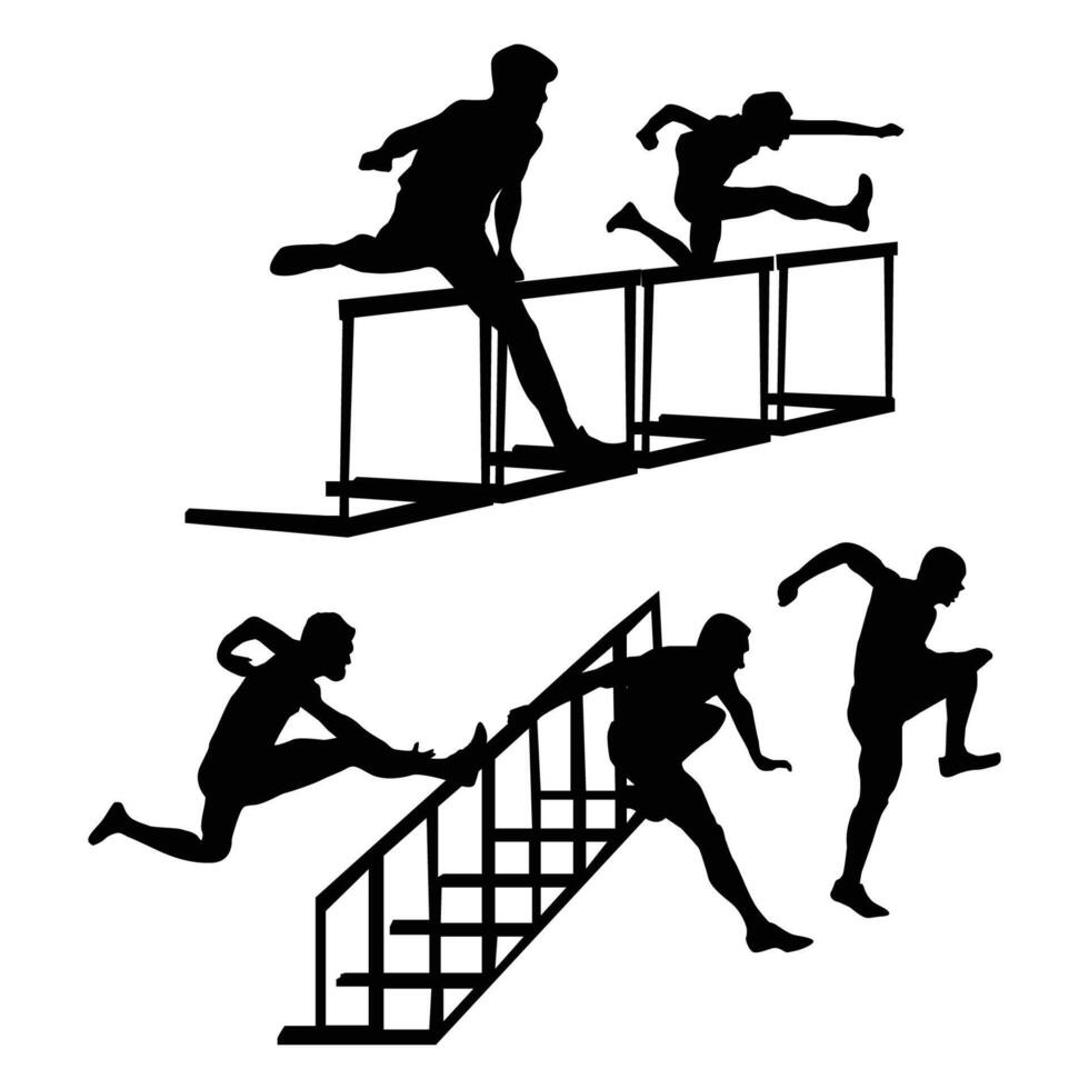 hurdles race sports Silhouettes Drawing Vol 3 vector