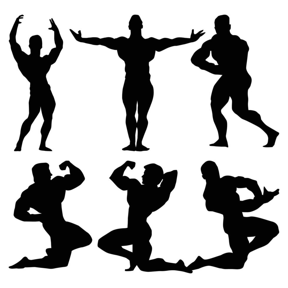 bodybuilder silhouette black background Vol 3 vector