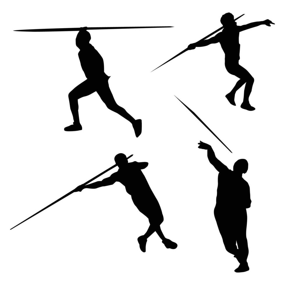 javelin throw silhouette shape drawing Vol 2 vector