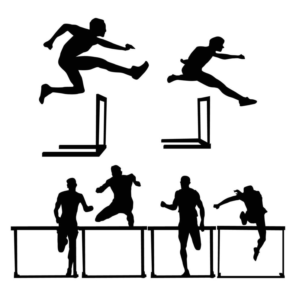 hurdles race sports Silhouettes Drawing Vol 1 vector