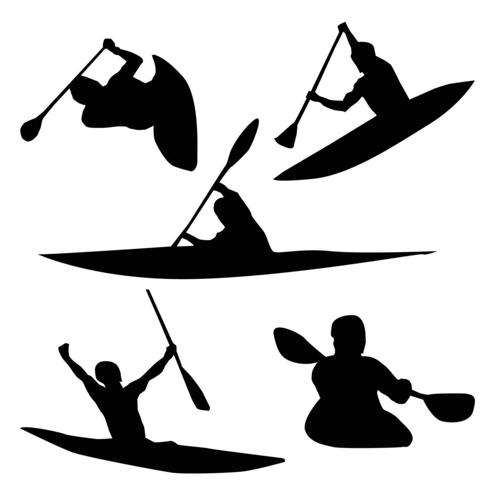 Canoe Slalom Silhouette Black Background Shape Vol 3 vector