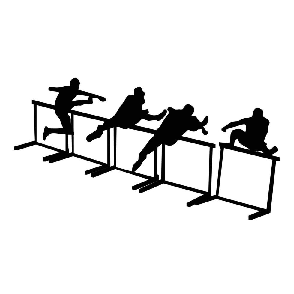 hurdles race sports Silhouettes Drawing Vol 6 vector