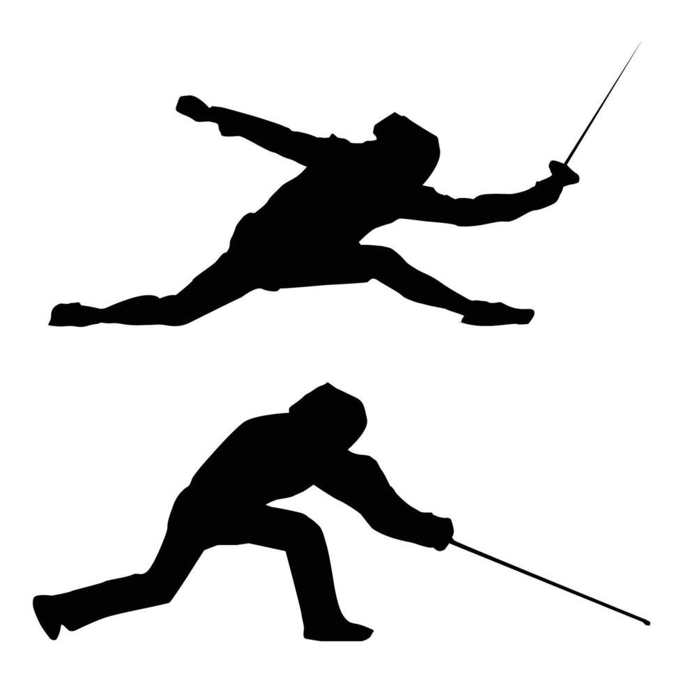 Fencing Player Silhouette Shapes Vol 6 vector