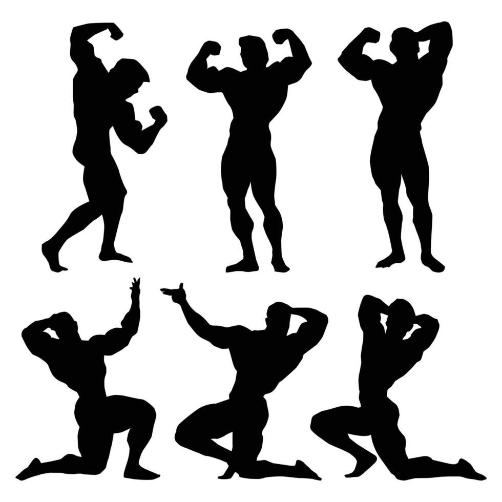 bodybuilder silhouette black background Vol 2 vector
