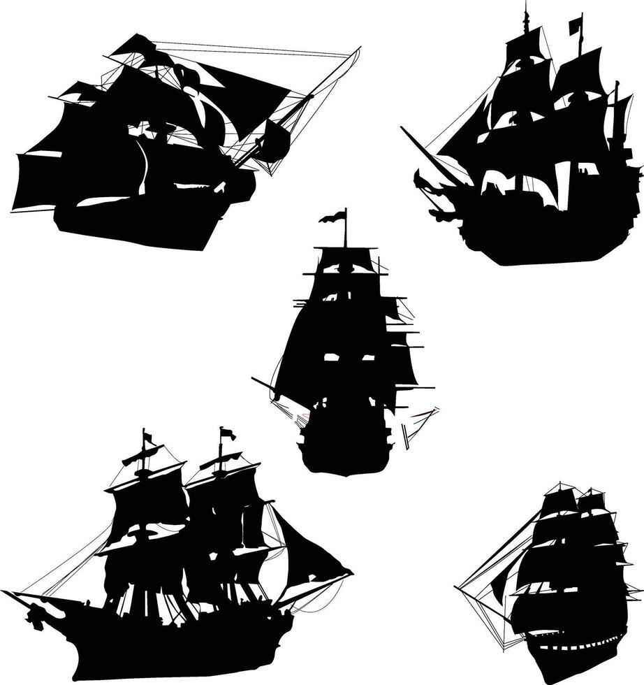 Sailing ship Silhouette Shape Drawing vector