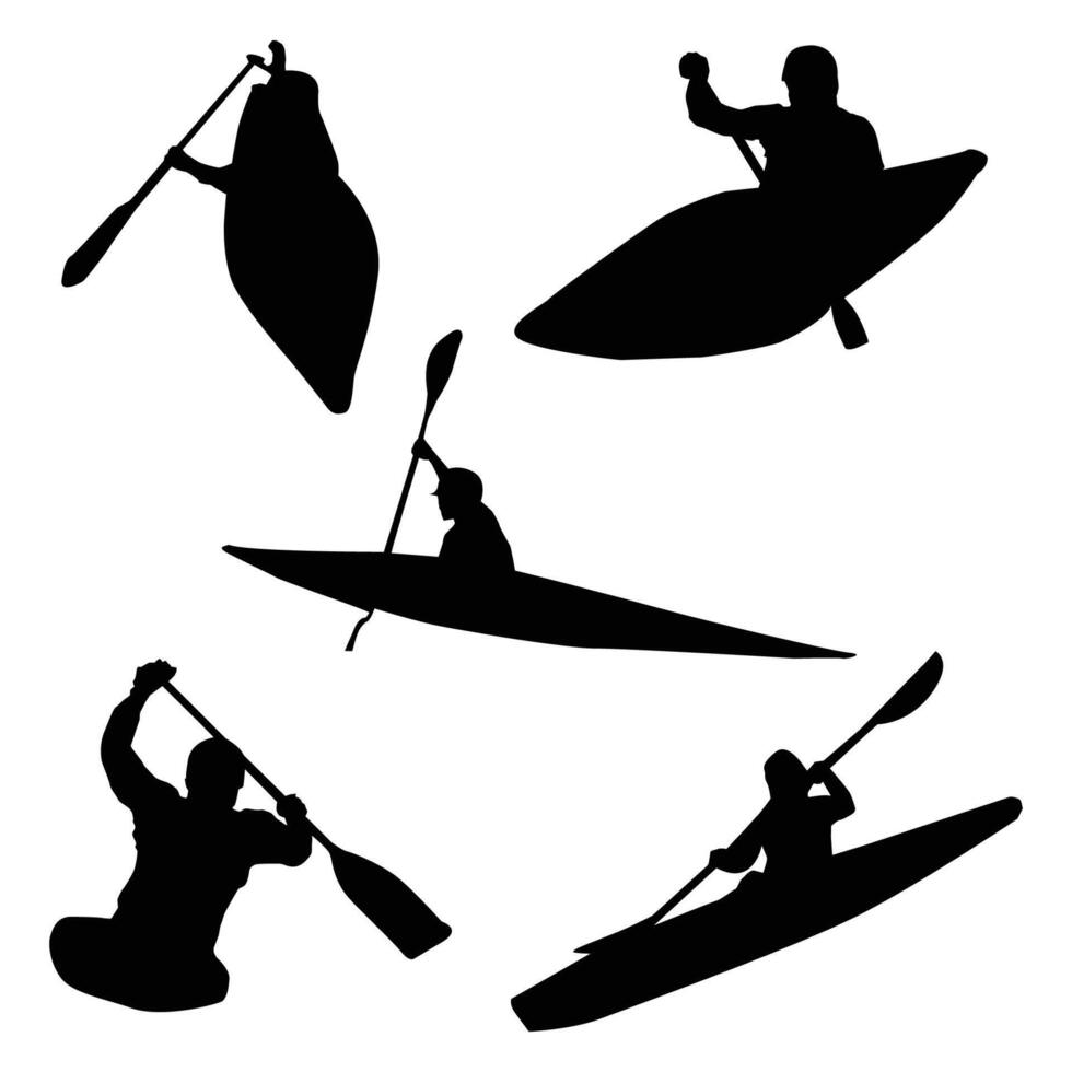 Canoe Slalom Silhouette Black Background Shape Vol 1 vector