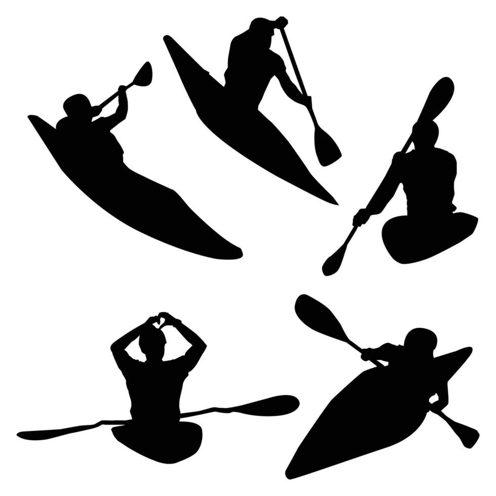 Canoe Slalom Silhouette Black Background Shape Vol 2 vector