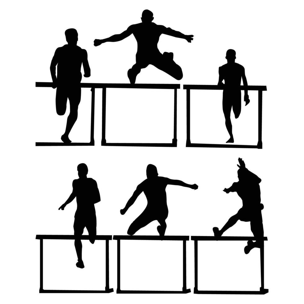 hurdles race sports Silhouettes Drawing Vol 4 vector