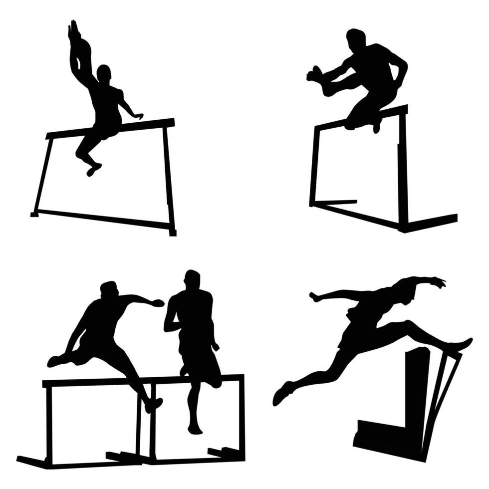 hurdles race sports Silhouettes Drawing Vol 2 vector