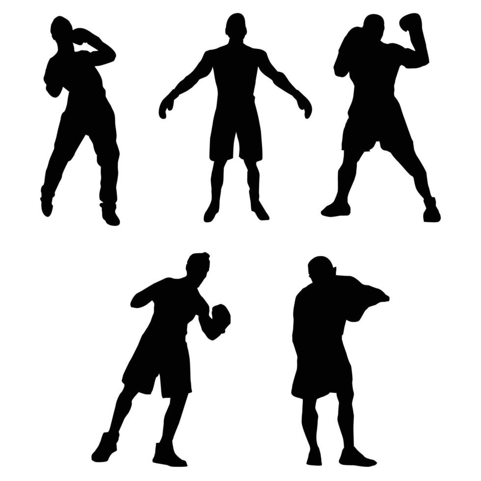 boxing player silhouette Black Shapes Vol 4 vector