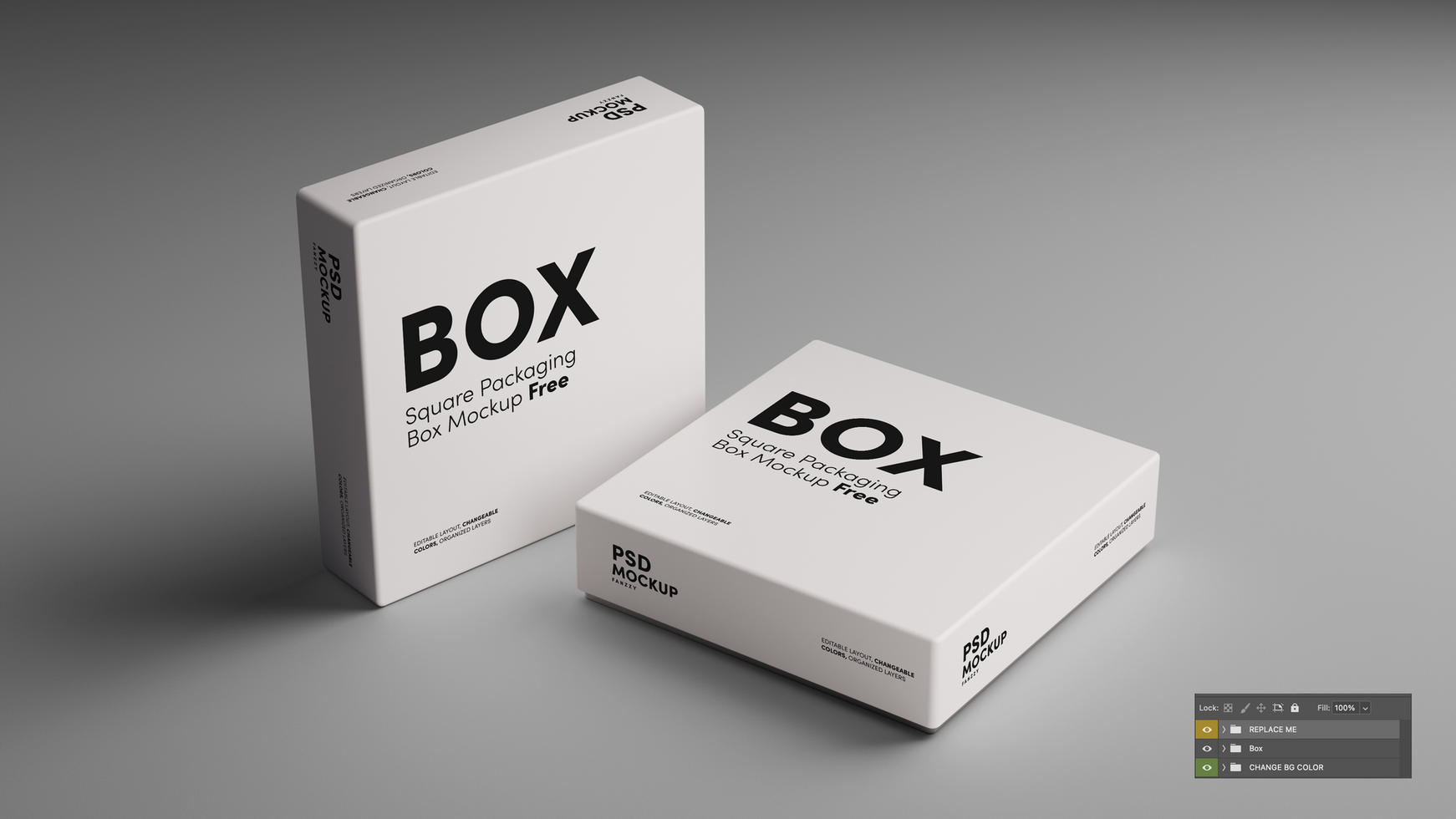 Box mockup with white box and black box psd