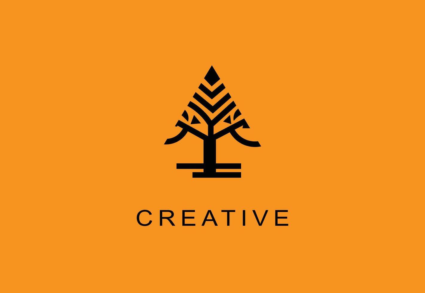 Modern tree logo, minimalist style, creative concept. vector