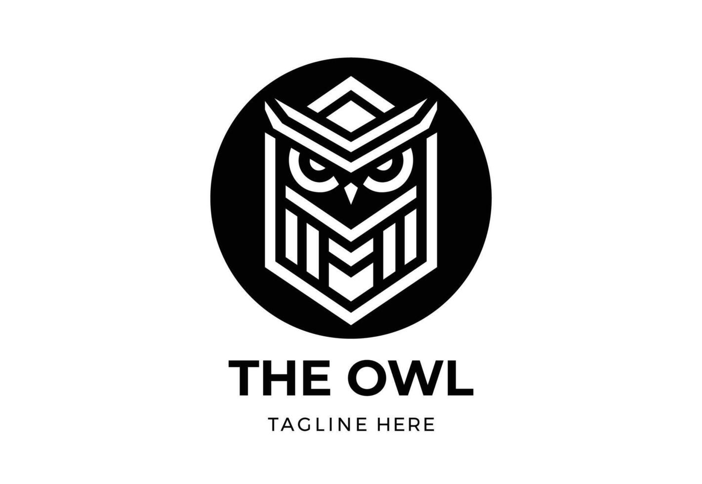 Geometric Negative Space Owl Logo - Modern Monochrome Design vector