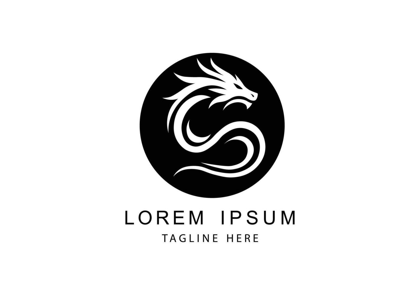 Graceful dragon logo symbolizing strength and wisdom. vector