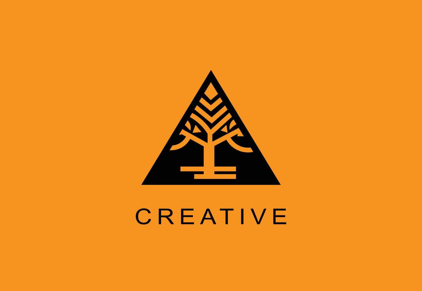 Modern tree logo with triangular frame. vector