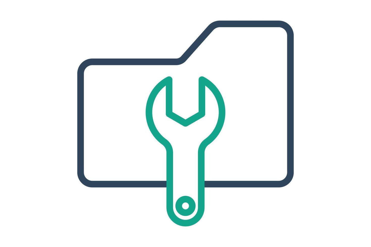 Data management icon. folder with wrench. icon related to organize. line icon style. data analytics elements illustration vector