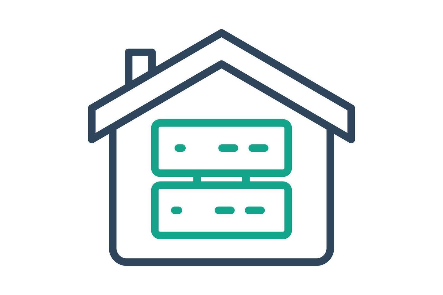 Data warehouse icon. house with big data. icon related to store. line icon style. data analytics elements illustration vector