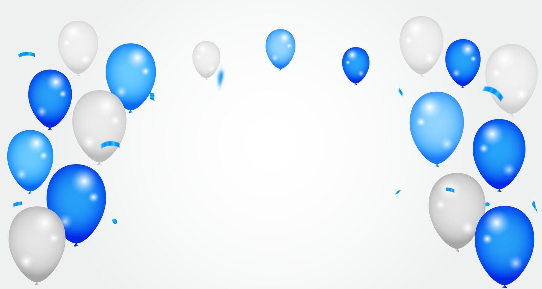 Celebration party banner with Blue color balloons on white background. Colorful balloons illustrations vector
